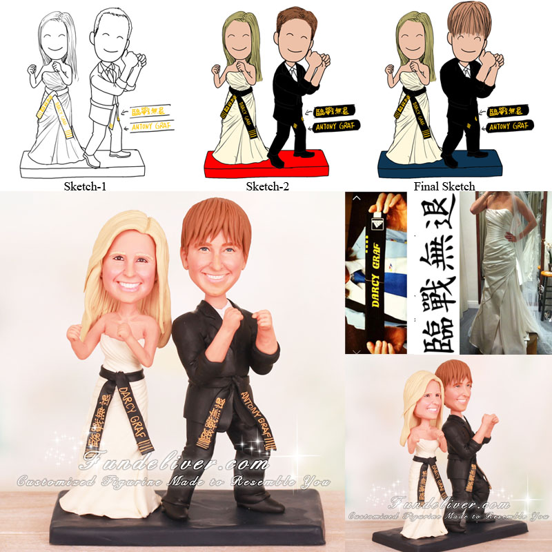 Guarding Stance Martial Arts Wedding Cake Toppers